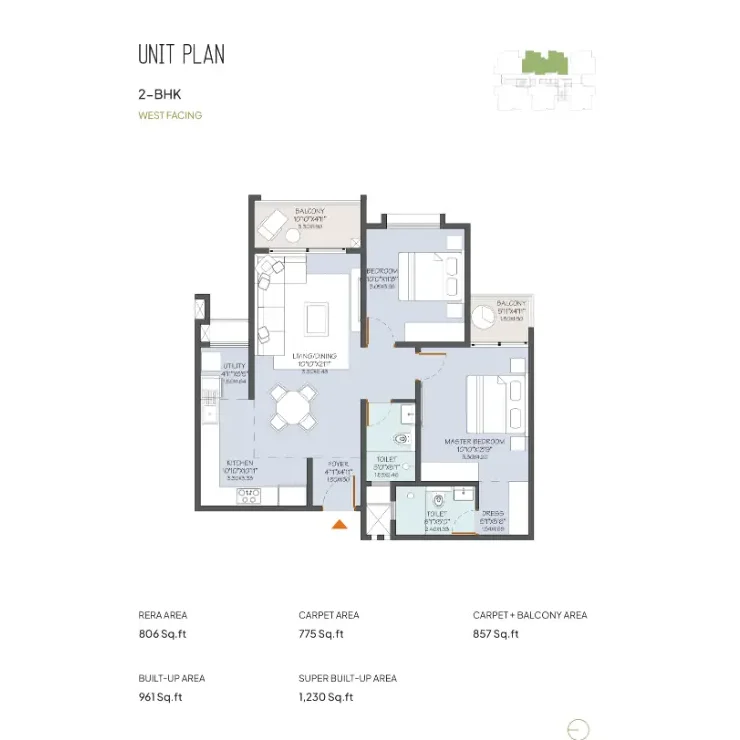 neon by modern spaaces 2 bhk floor plan